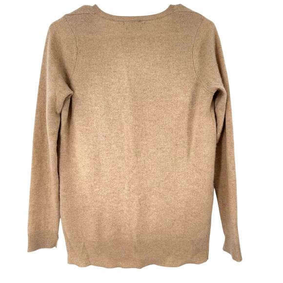 ZARA | S | Sweater 100% Pure Cashmere Tan V Neck Quiet Luxury Pull Over Knit - Picture 6 of 6